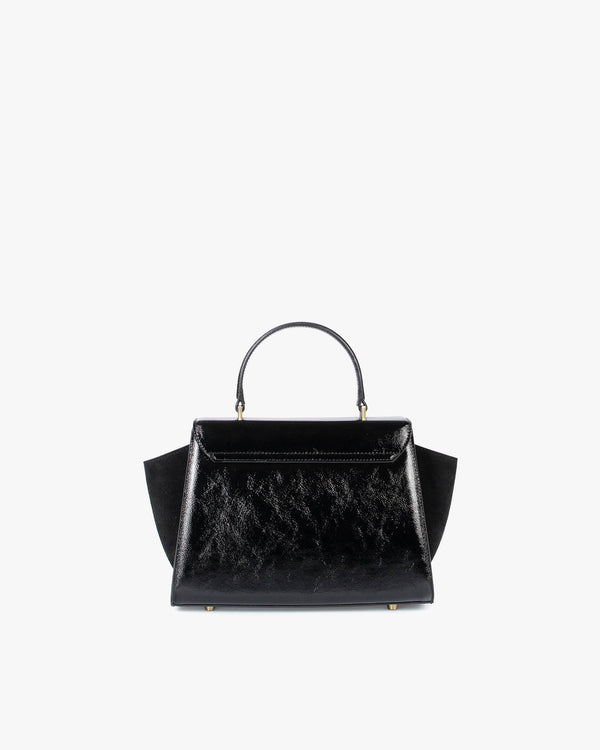 Sac ALEXIA noir naplak, vue de face, poignée gainée, posé sur fond blanc