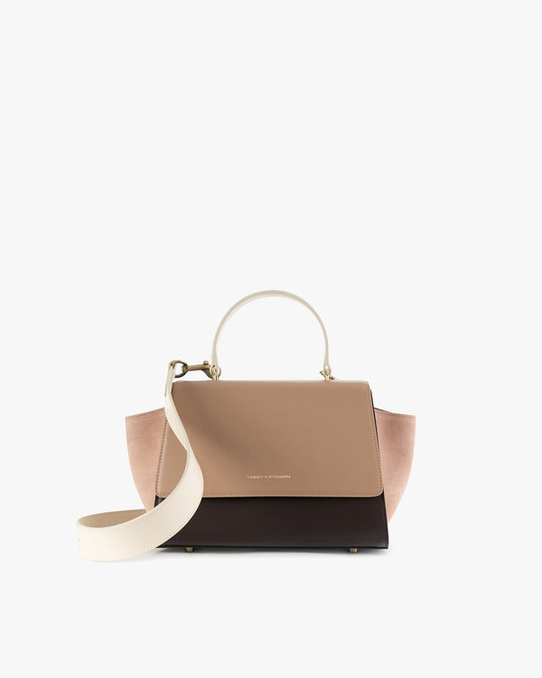 Sac ALEXIA Colourblock Marlowe de face, rabat fermé, anse gainée et bandoulière amovible détachée