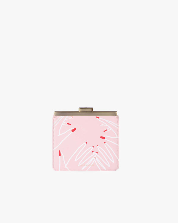 JEANNE wallet in Imprimé Mains, front view, metal clasp closed