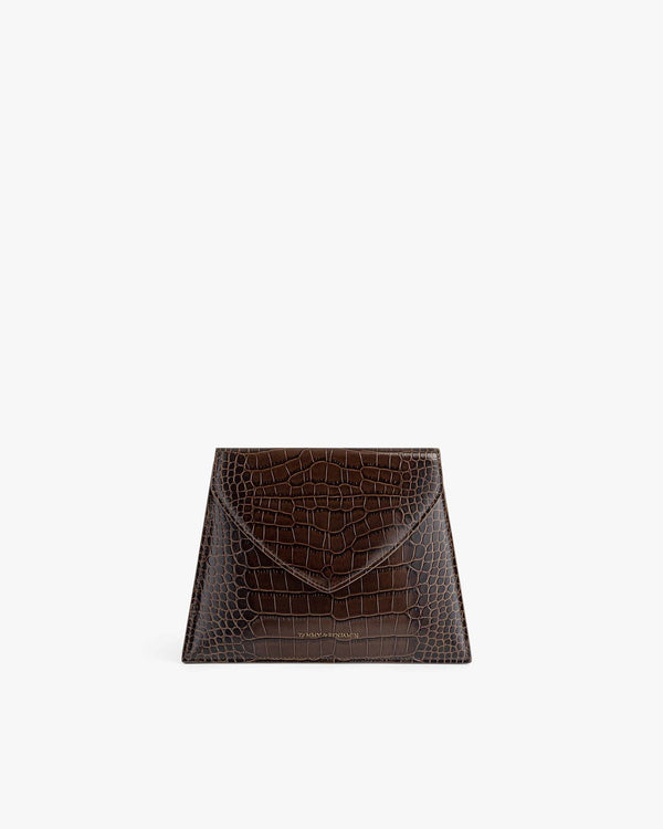 GABRIELLE POUCH - Brown - Crocodile embossed
