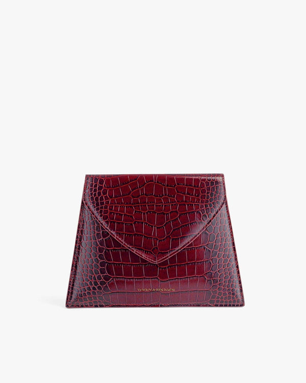 GABRIELLE POUCH - Burgundy - Crocodile embossed