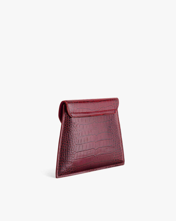 GABRIELLE POUCH - Burgundy - Crocodile embossed