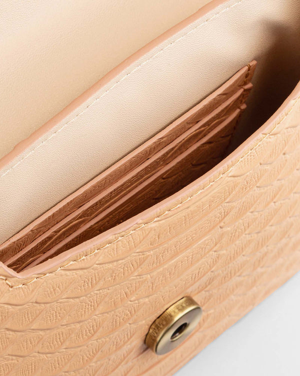 GABRIELLE POUCH - Peach - Python embossed
