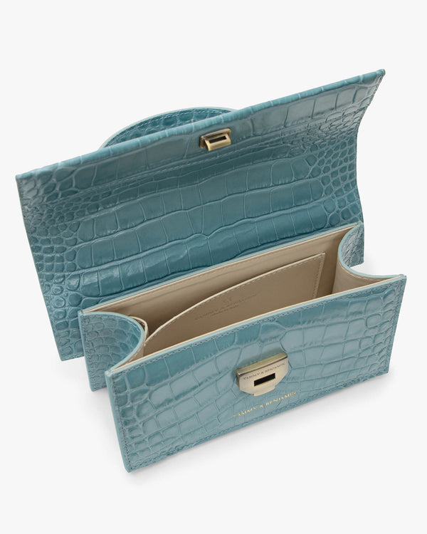 THEA MINI - Bleu Ciel - Embossé Crocodile