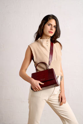 ALEXIA - Burgundy embossed