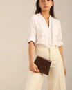 POCHETTE GABRIELLE - Brun - Embossé Crocodile