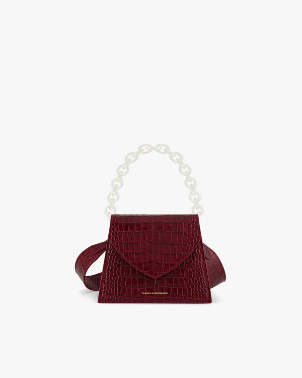 GABRIELLE - Burgundy - Crocodile embossed