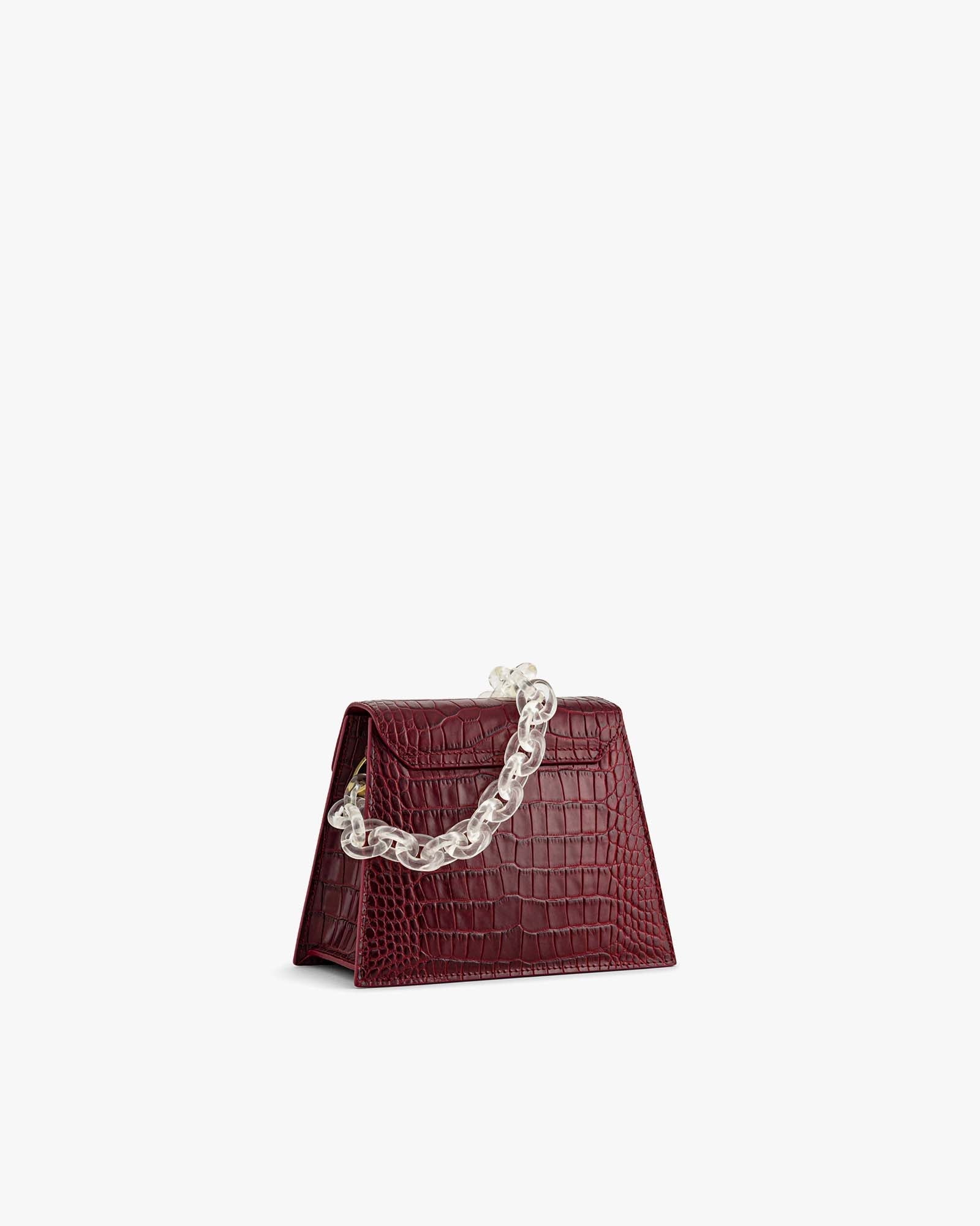 GABRIELLE - Burgundy - Crocodile embossed
