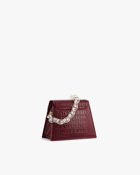 GABRIELLE - Burgundy - Crocodile embossed