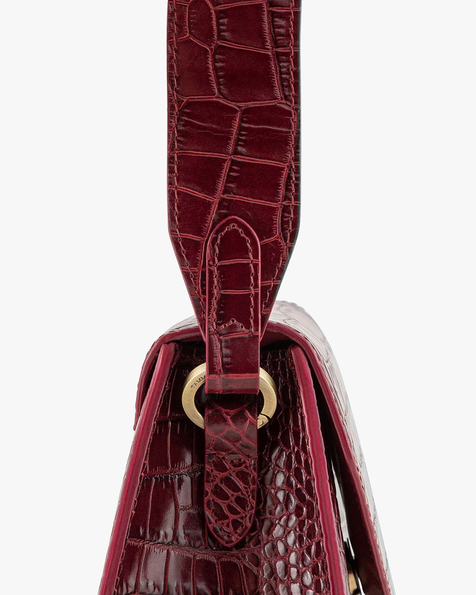 GABRIELLE - Burgundy - Crocodile embossed