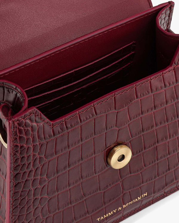 GABRIELLE - Burgundy - Crocodile embossed