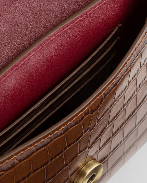 GABRIELLE POUCH - EMBOSSED BROWN
